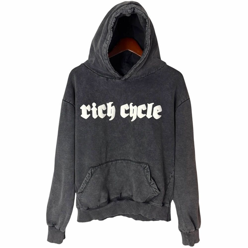 NWOT Rich Cycle Vintage Black Grey Hoodie Mens Medium - Picture 2 of 8